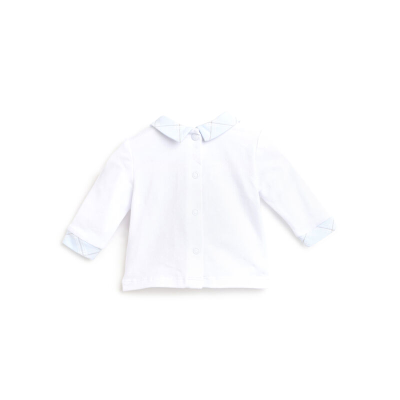 Boys White and Light Blue Printed Outfit with Leggings image number 1